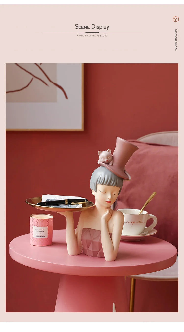 Set of 2 Elegant Lady Resin Sculptures