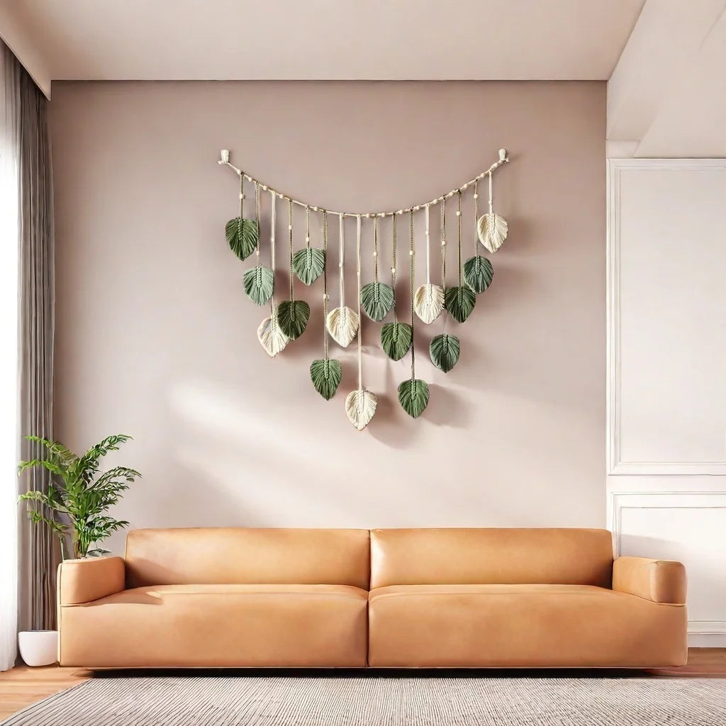 Boho Macrame Leaf Wall Hanging – Handcrafted Serenity for Your Home