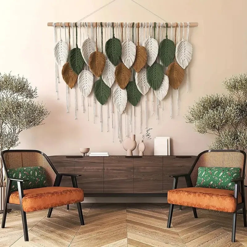 Macrame Leaf Wall Hanging – Boho Texture & Tranquility for Your Home