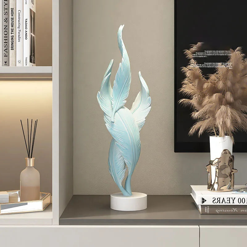 Modern Feather Resin Sculpture – Elegant Accent for Your Space