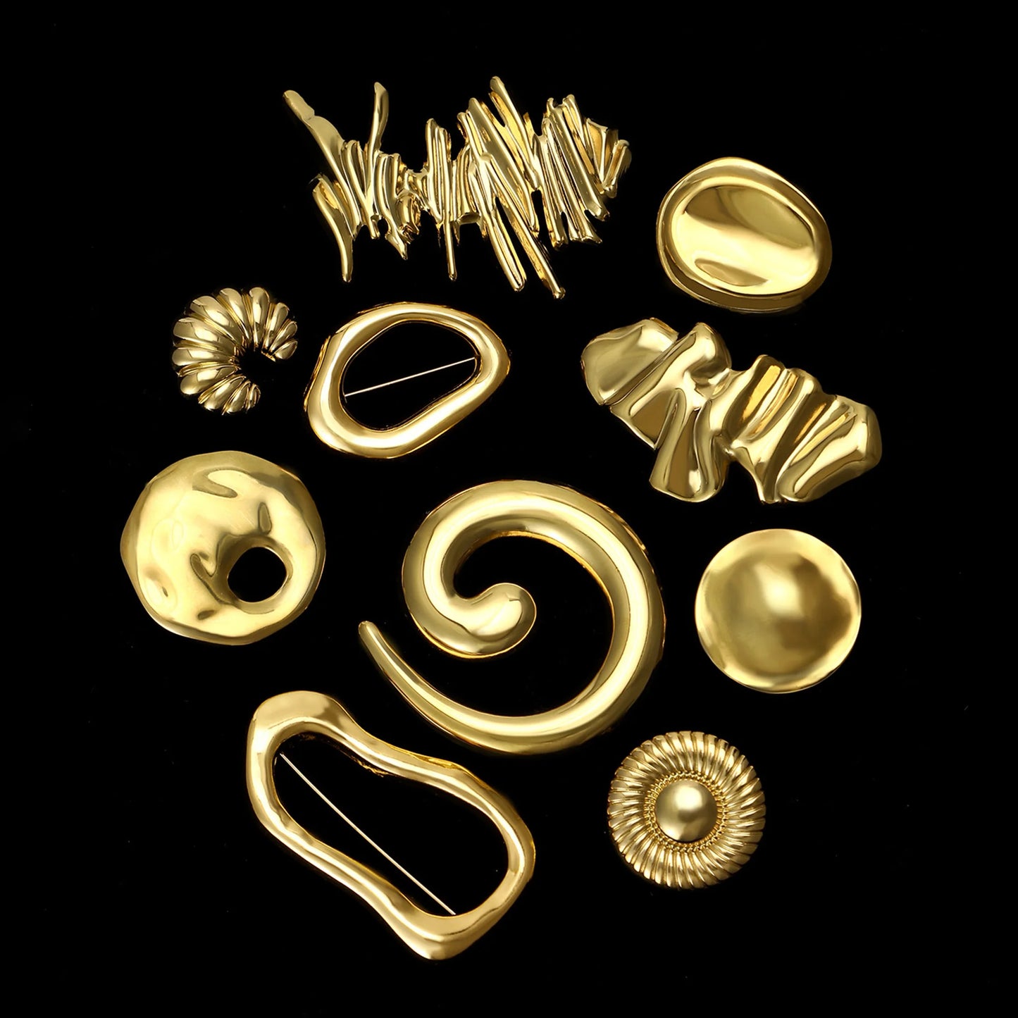 Set of Stainless Steel Irregular Difrent Brooches – Modern Geometric Accents