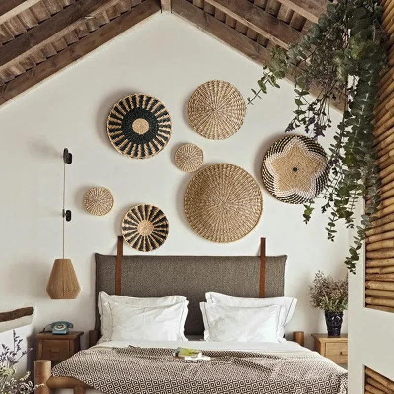 Handwoven Rattan Wall Ornament — Natural Art for Your Home