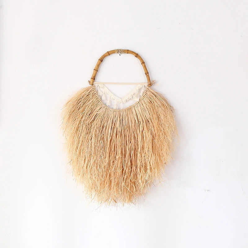 Handwoven Raffia Boho Wall Accent — Natural Texture for Calm Spaces