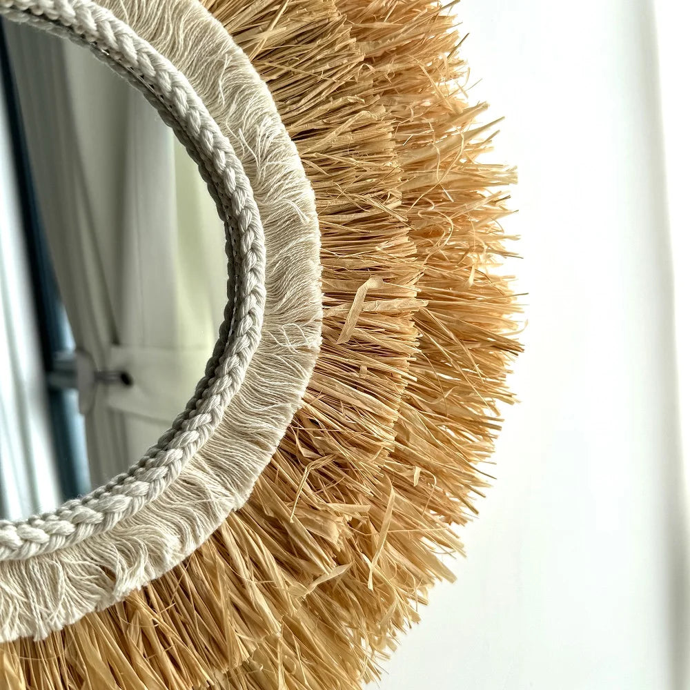 Raffia Circle Wall Mirror
