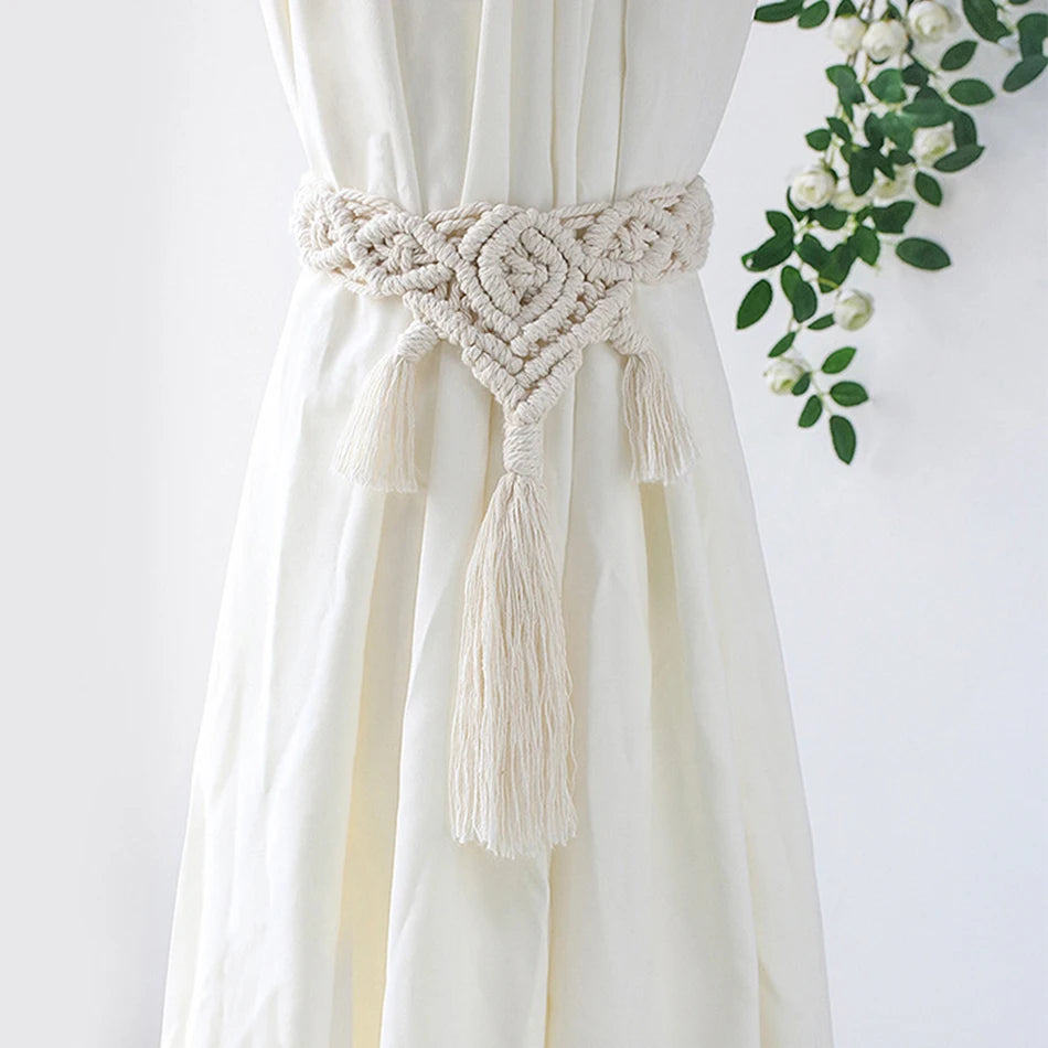 Handwoven Cotton Curtain Tassel — Soft Boho Detail for Your Home