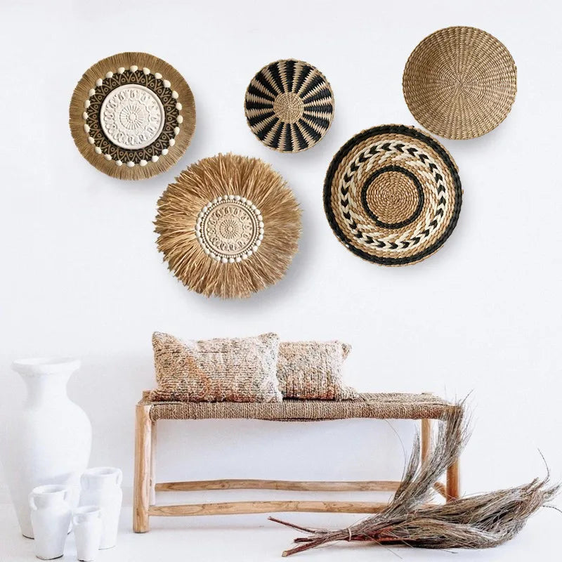 Handwoven Rattan Wall Ornament — Natural Art for Your Home