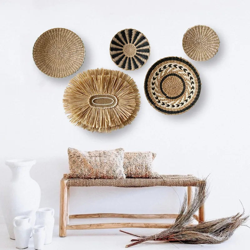 Handwoven Rattan Wall Ornament — Natural Art for Your Home