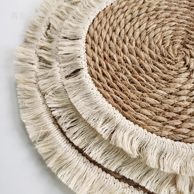 Handwoven Boho Straw Placemats — Natural Elegance for Your Table