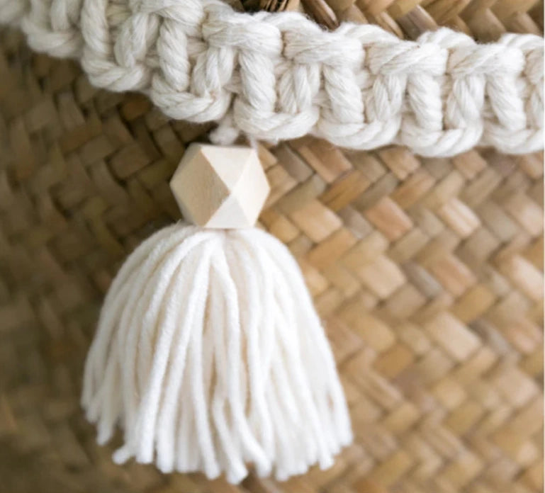 Handwoven Seagrass Basket with Tassel — Natural Elegance for Your Home
