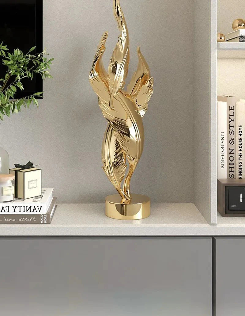 Modern Feather Resin Sculpture – Elegant Accent for Your Space