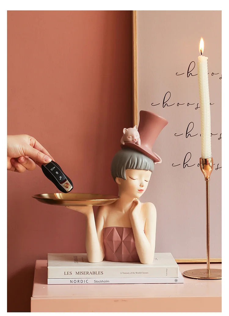 Set of 2 Elegant Lady Resin Sculptures