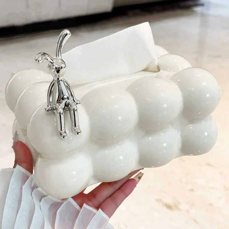 Elegant Tissue Box with a Little Rabbit  ( withaut rabbit ) – Charming Table Accent