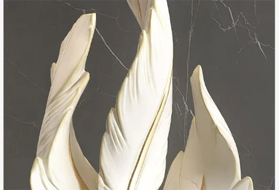 Modern Feather Resin Sculpture – Elegant Accent for Your Space