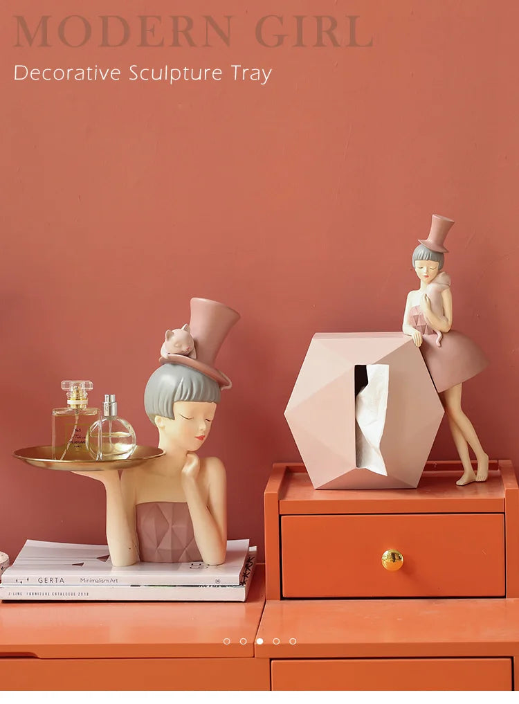 Set of 2 Elegant Lady Resin Sculptures