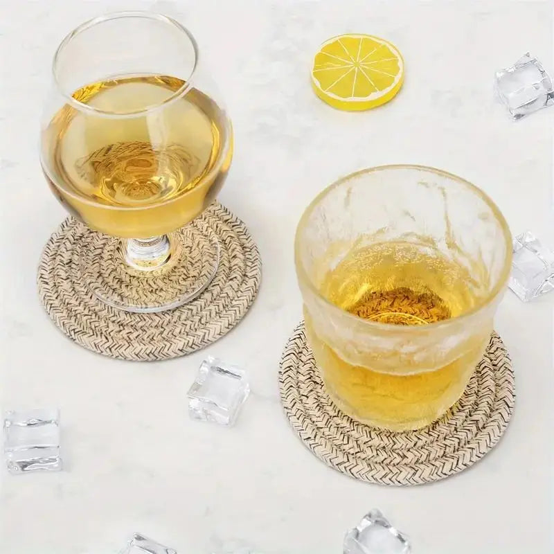 8-Piece Cotton Woven Coaster Set – Cozy Boho Charm for Your Table