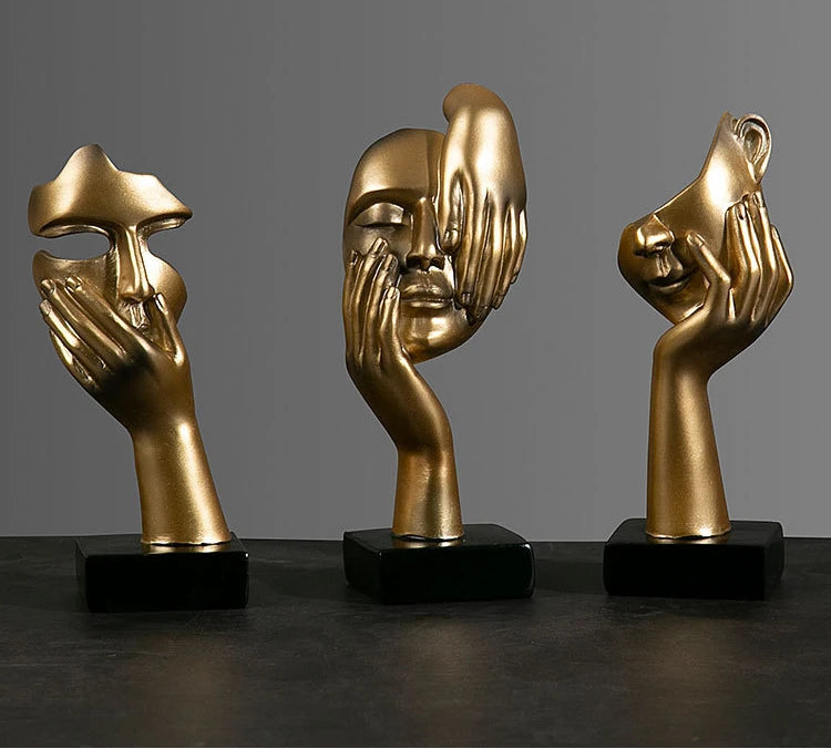 Abstract Resin Face with emotions Statue – Thoughtful Modern Accent for Your Space