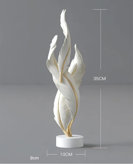 Modern Feather Resin Sculpture – Elegant Accent for Your Space