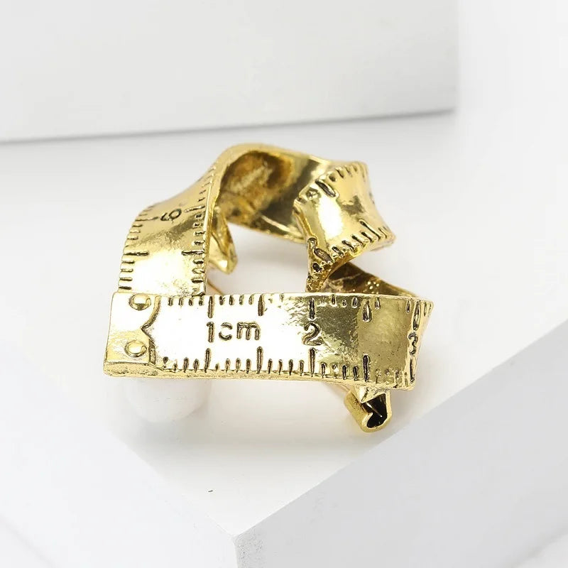 Vintage Ruler Heart Brooch — A Charming Twist on Classic Romance