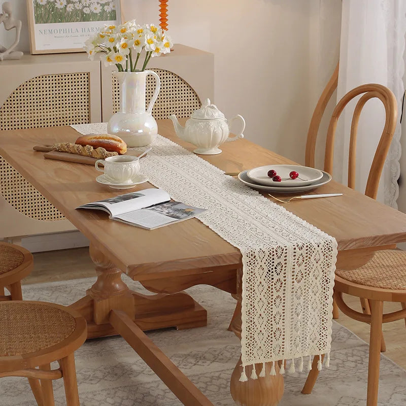 Boho Macrame Table Runner – Handwoven Elegance for Your Dining Space