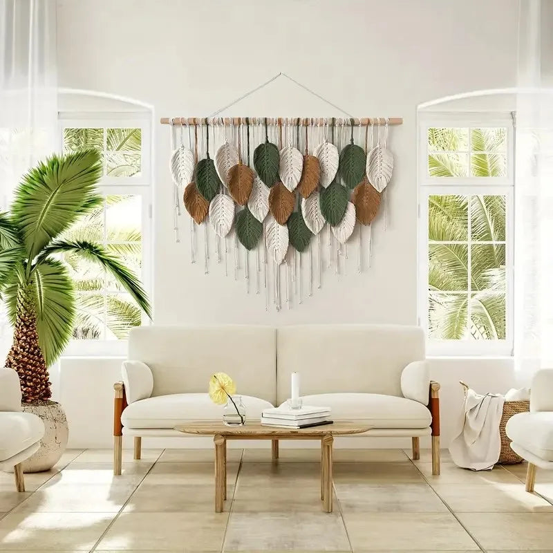 Macrame Leaf Wall Hanging – Boho Texture & Tranquility for Your Home