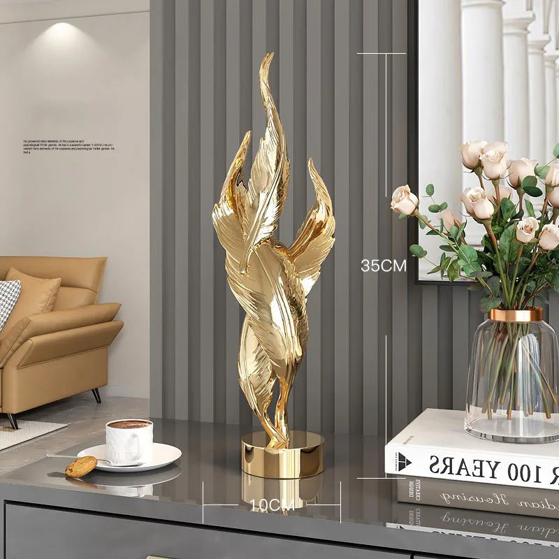 Modern Feather Resin Sculpture – Elegant Accent for Your Space