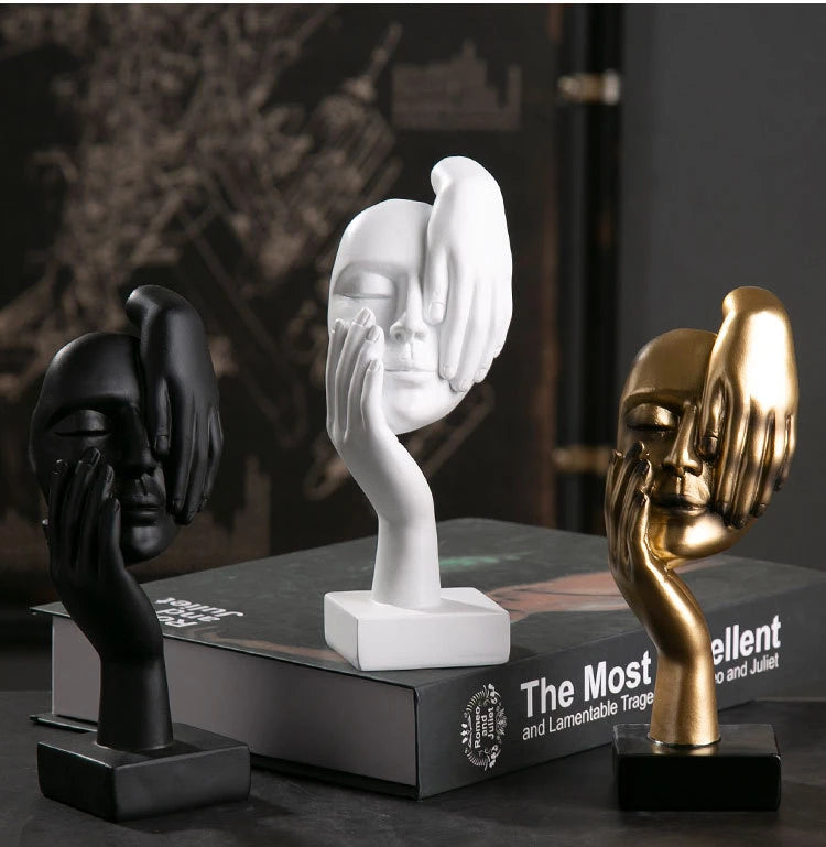 Abstract Resin Face with emotions Statue – Thoughtful Modern Accent for Your Space