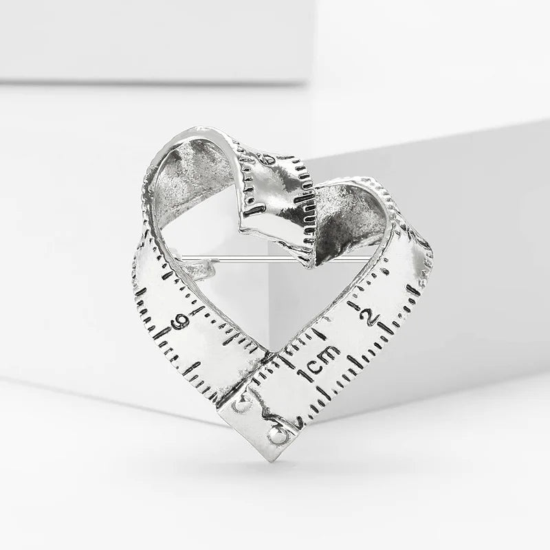 Vintage Ruler Heart Brooch — A Charming Twist on Classic Romance