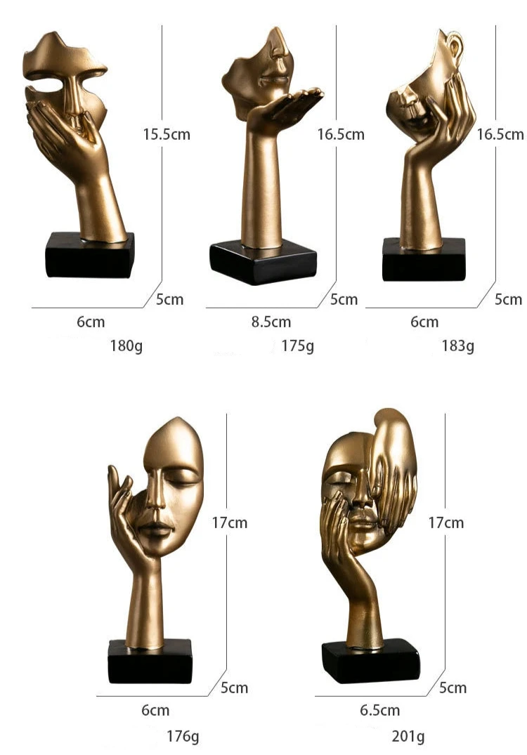 Abstract Resin Face with emotions Statue – Thoughtful Modern Accent for Your Space