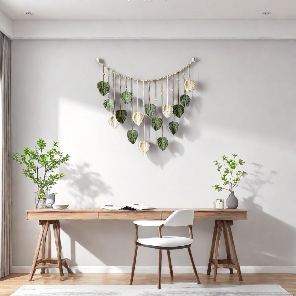 Boho Macrame Leaf Wall Hanging – Handcrafted Serenity for Your Home