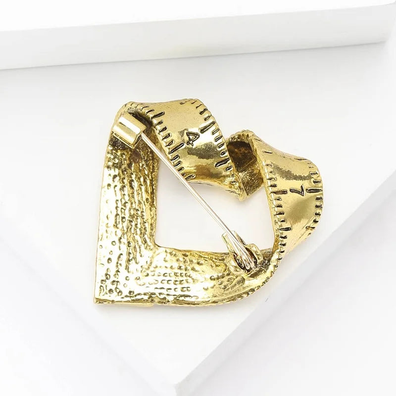 Vintage Ruler Heart Brooch — A Charming Twist on Classic Romance