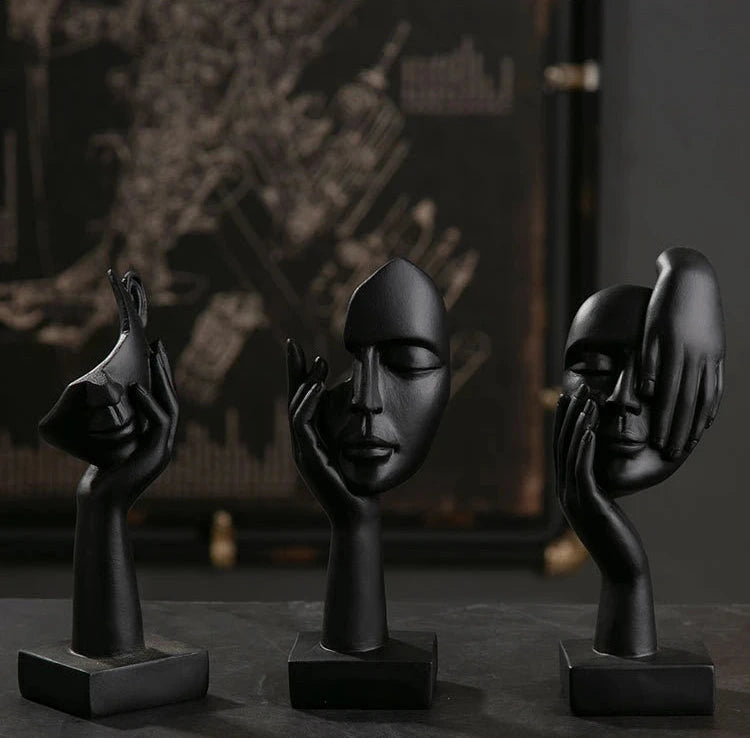 Abstract Resin Face with emotions Statue – Thoughtful Modern Accent for Your Space