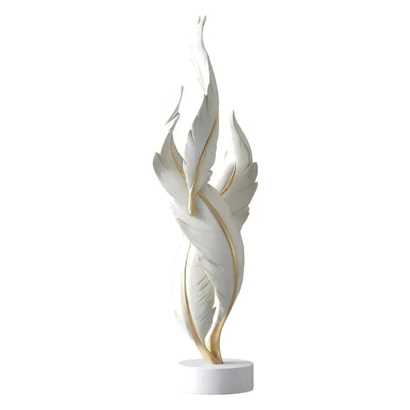 Modern Feather Resin Sculpture – Elegant Accent for Your Space