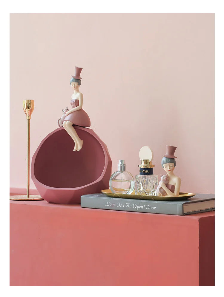 Set of 2 Elegant Lady Resin Sculptures