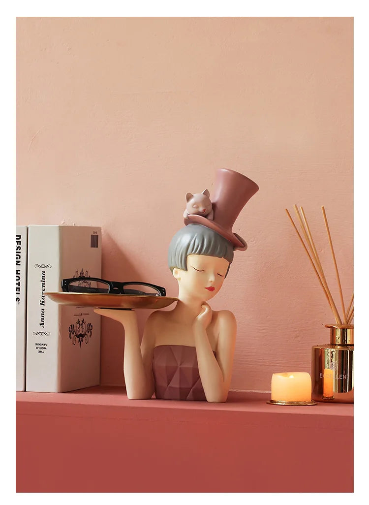 Set of 2 Elegant Lady Resin Sculptures