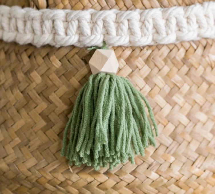 Handwoven Seagrass Basket with Tassel — Natural Elegance for Your Home
