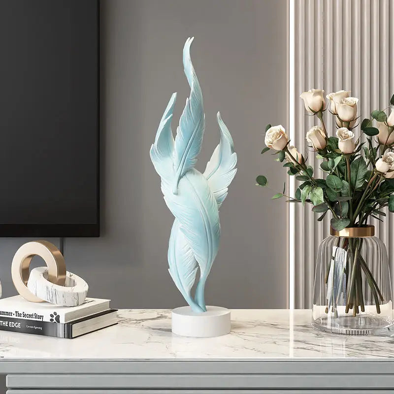 Modern Feather Resin Sculpture – Elegant Accent for Your Space
