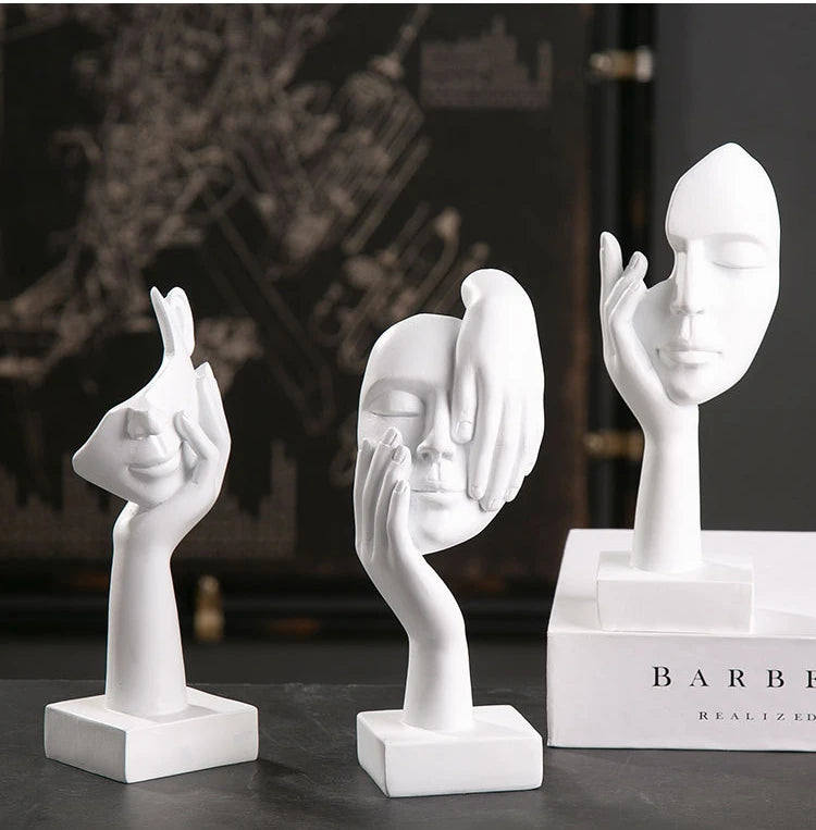 Abstract Resin Face with emotions Statue – Thoughtful Modern Accent for Your Space
