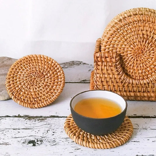 Handmade Natural Rattan Coasters – Warmth & Texture for Your Table
