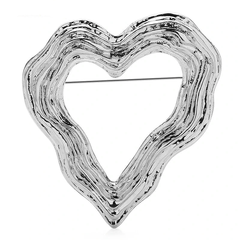 Water Wave Heart Brooch — A Modern Love Story in Metal and Enamel