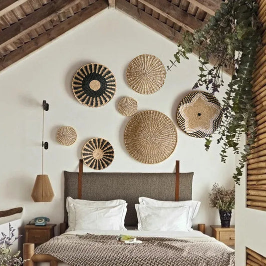 Handwoven Rattan Wall Ornament — Natural Art for Your Home