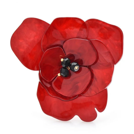 Red Double-Layer Acrylic Flower Brooch – Bold Elegance in Every Petal