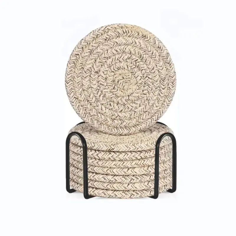 8-Piece Cotton Woven Coaster Set – Cozy Boho Charm for Your Table