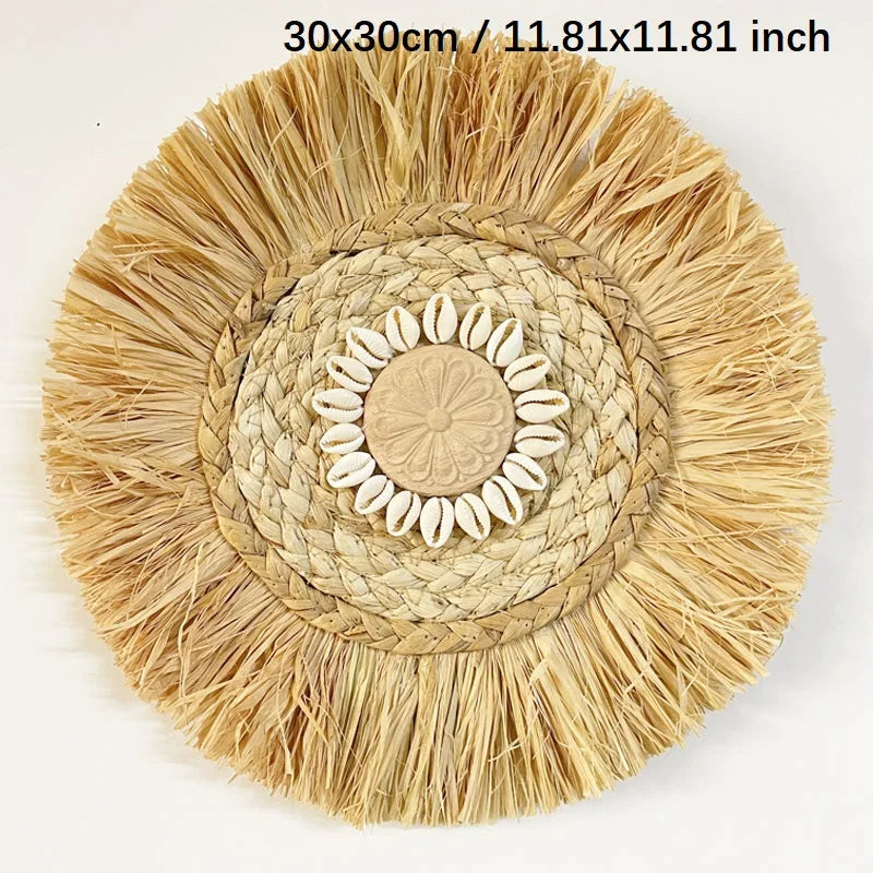 Handwoven Raffia Boho Wall Accent — Natural Texture for Calm Spaces