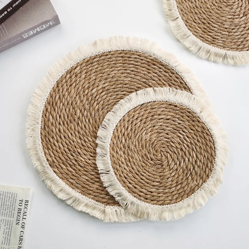Handwoven Boho Straw Placemats — Natural Elegance for Your Table