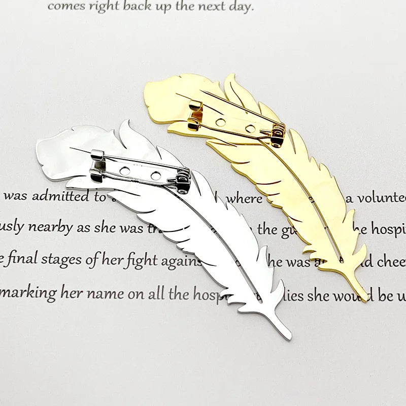 Stainless Steel Feather Brooch – A Touch of Classic Elegance