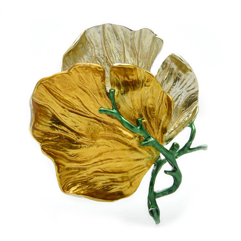 Enamel Leaves Brooch — Botanical Elegance for Every Occasion