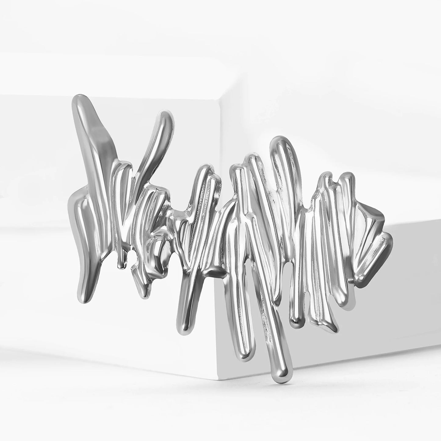 Set of Stainless Steel Irregular Difrent Brooches – Modern Geometric Accents