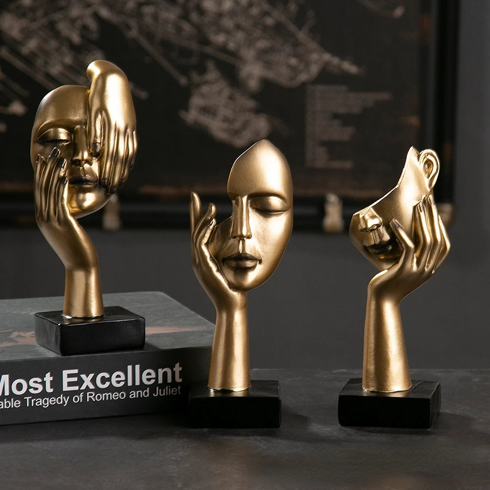 Abstract Resin Face with emotions Statue – Thoughtful Modern Accent for Your Space