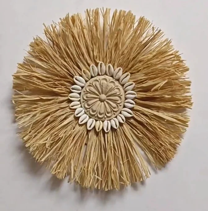 Handwoven Raffia Boho Wall Accent — Natural Texture for Calm Spaces