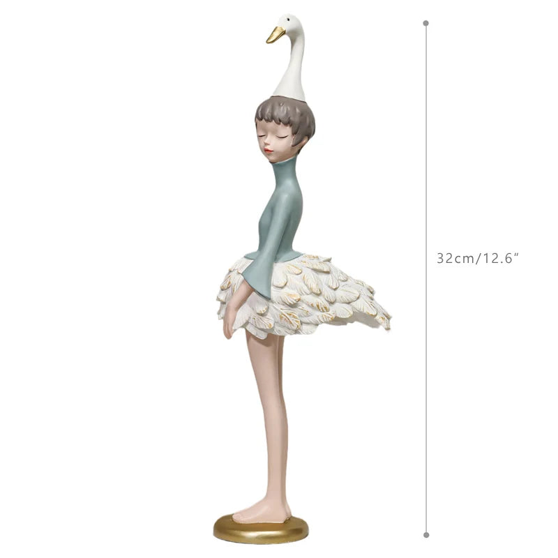 Unique Swan-Inspired Resin Girl Figurines – Sweet Morandi Colors for Modern Interiors